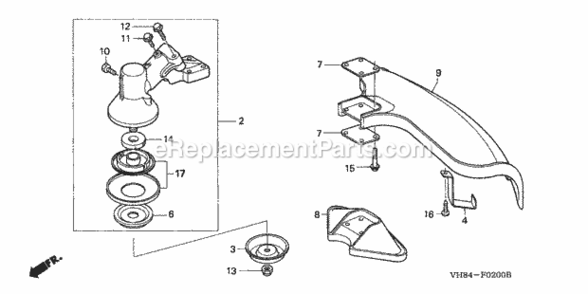 Gear Case Diagram and Parts List for HHT31S Type LTAVIN# HADA-1000001 to HADA-9999999 Honda Trimmer