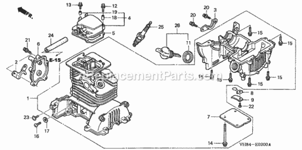 Crankcase Set Diagram and Parts List for HHT31S Type LTAVIN# HADA-1000001 to HADA-9999999 Honda Trimmer