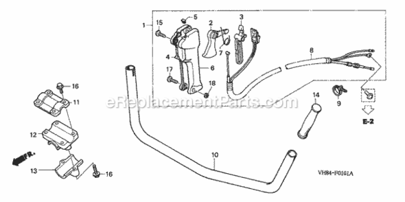Part Location Diagram of 53111-VH8-761 Honda Pipe, Handle