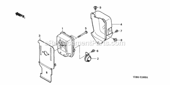 Muffler Diagram and Parts List for HHT31S Type UNBAVIN# HABA-1000001 to HABA-9999999 Honda Trimmer