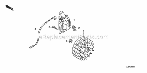 Flywheel + Ignition Coil Diagram and Parts List for HHT35S Type UKATVIN# HAHA-1000001 Honda Trimmer