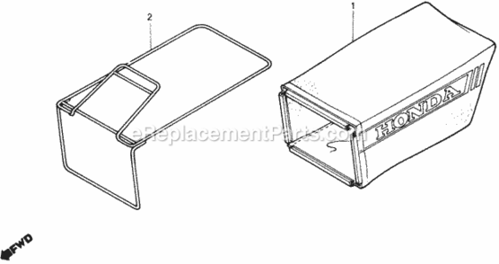 Grass Bag Diagram and Parts List for HR17EPA Type EPAVIN# MAER-6000001 Honda Lawn Mower
