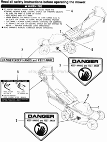 Labels Diagram and Parts List for HR17EPA Type EPAVIN# MAER-6000001 Honda Lawn Mower