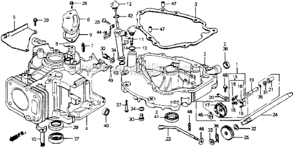Cylinder Barrel Diagram and Parts List for HR194 PXAVin#HR194-1000001 Honda Lawn Mower