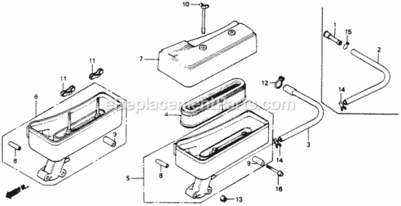Air Cleaner Diagram and Parts List for HR214 Type PXA#2VIN# HR214-6235981 Honda Lawn Mower