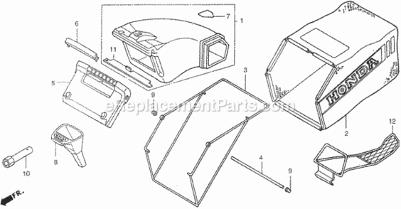 Grass Bag Diagram and Parts List for HR215K1 Type HXAVIN# MZAM-6200001 Honda Lawn Mower