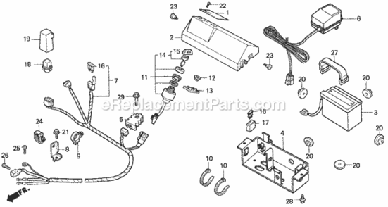 Control Panel Diagram and Parts List for HR215K1 Type HXAVIN# MZAM-6200001 Honda Lawn Mower
