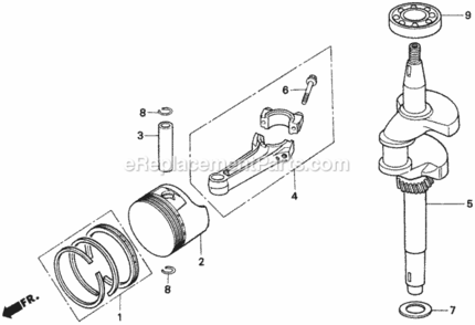 Crankshaft Diagram and Parts List for HR215K1 Type HXAVIN# MZAM-6200001 Honda Lawn Mower
