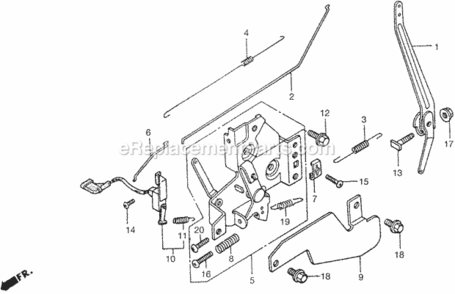 Control 1 Diagram and Parts List for HR215 Type HXAVIN# MZAM-6000001 Honda Lawn Mower