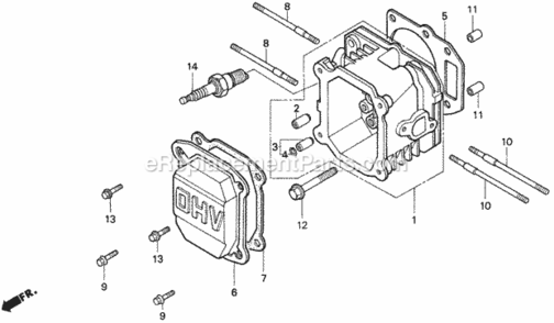 Cylinder Head Diagram and Parts List for HR215 Type HXAVIN# MZAM-6000001 Honda Lawn Mower