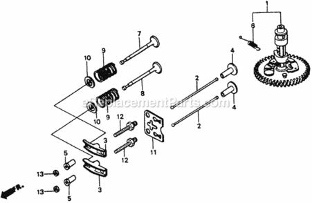 Camshaft Diagram and Parts List for HR216 Type SXA#VIN# MACR-6000001 Honda Lawn Mower