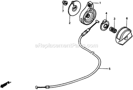 Throttle Lever Diagram and Parts List for HR216 Type SXA#VIN# MACR-6000001 Honda Lawn Mower