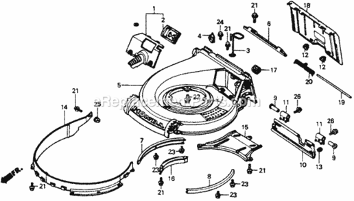 Cutter Housing Diagram and Parts List for HR216 Type SXA#VIN# MACR-6000001 Honda Lawn Mower