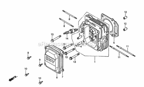Cylinder Head Diagram and Parts List for HR216 Type SXA#VIN# MACR-6000001 Honda Lawn Mower