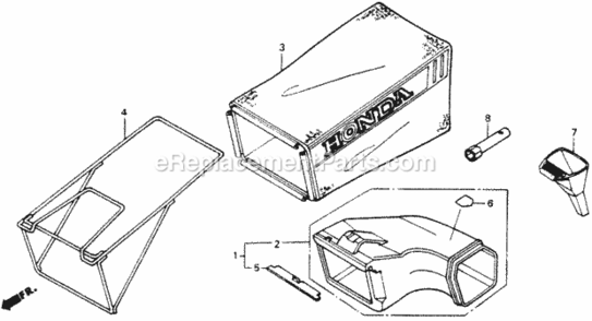 Grass Bag Diagram and Parts List for HRA214 Type PXA#VIN# HRA214-6000001 Honda Lawn Mower