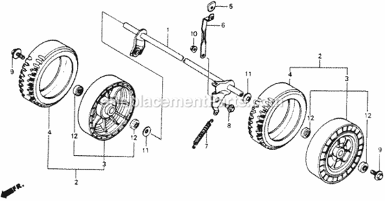 Rear Wheel Diagram and Parts List for HRA214 Type PXA#VIN# HRA214-6000001 Honda Lawn Mower