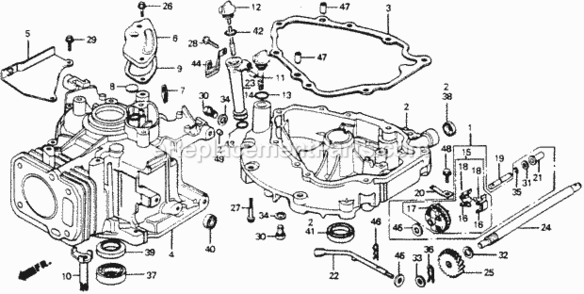 Cylinder Barrel Diagram and Parts List for HRA214 Type PXA#VIN# HRA214-6000001 Honda Lawn Mower