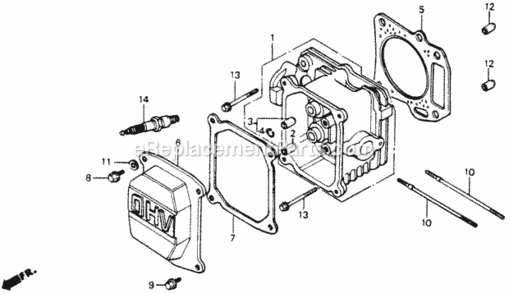 Cylinder Head Diagram and Parts List for HRA214 Type PXA#VIN# HRA214-6000001 Honda Lawn Mower