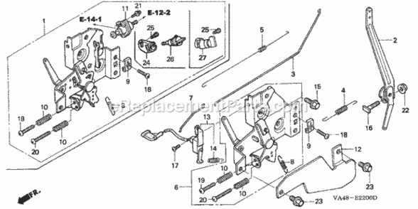 Control Diagram and Parts List for HRA215 Type PDAVIN# MZAL-6000001 Honda Lawn Mower