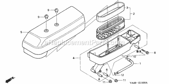 Air Cleaner Diagram and Parts List for HRA215 Type SXAVIN# MZAL-6000001 to MZAL-6099999 Honda Lawn Mower