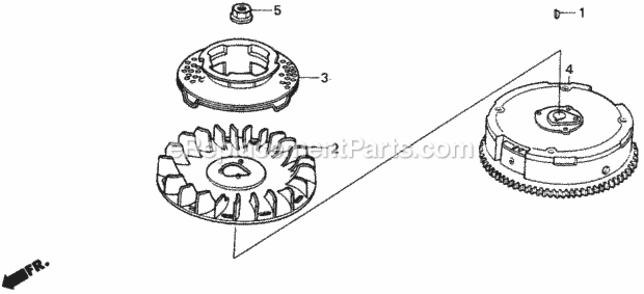Flywheel Diagram and Parts List for HRA216 Type SXAVIN# MACR-5000001 Honda Lawn Mower