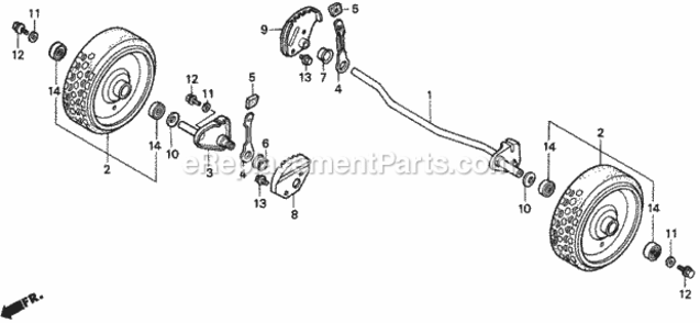 Front Wheels Diagram and Parts List for HRA216 Type SXAVIN# MACR-5000001 Honda Lawn Mower