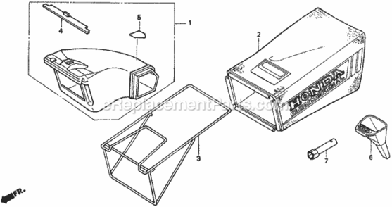 Grass Bag Diagram and Parts List for HRA216 Type SXAVIN# MACR-5000001 Honda Lawn Mower