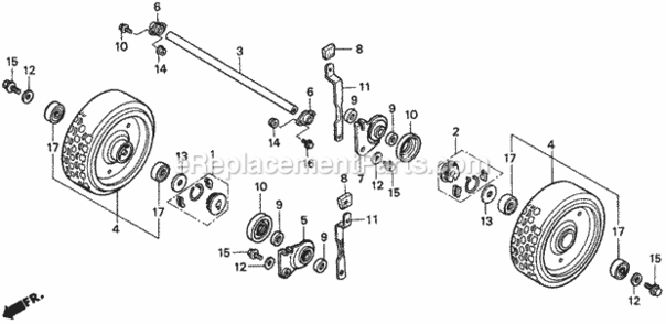 Rear Wheels Diagram and Parts List for HRA216 Type SXAVIN# MACR-5000001 Honda Lawn Mower