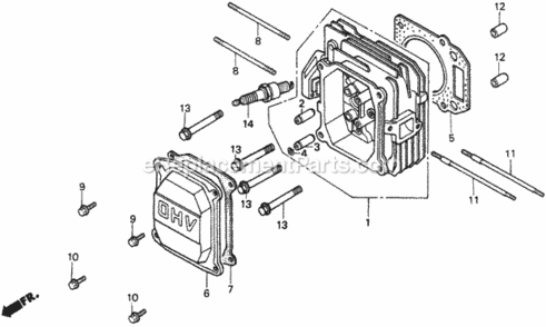 Cylinder Head Diagram and Parts List for HRA216 Type SXAVIN# MACR-5000001 Honda Lawn Mower