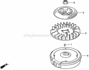 Flywheel Diagram and Parts List for HRB215K3 Type HXAVIN# MZBA-6300001 to MZBA-6373579 Honda Lawn Mower