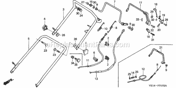 Part Location Diagram of 54510-VE2-306 Honda Cable, Clutch