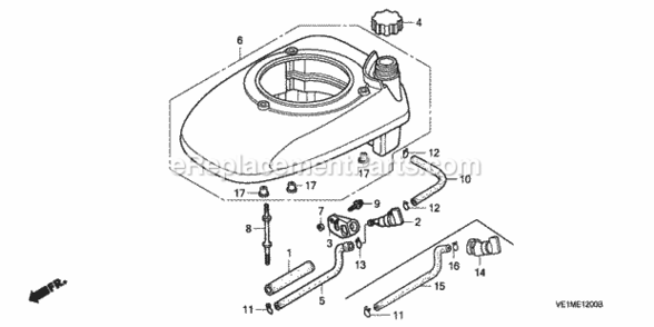 Fan Cover Diagram and Parts List for HRB216 Type TXAAVIN# MAAA-1000001 Honda Lawn Mower