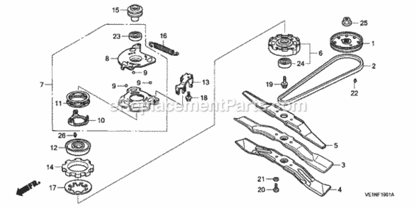 Rotary Blade Diagram and Parts List for HRB217 Type HXAVIN# MAEA-1000001 Honda Lawn Mower