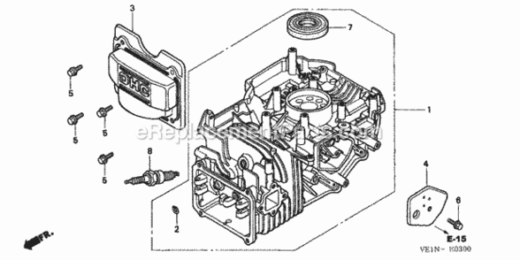 Cylinder Diagram and Parts List for HRB217 Type HXAVIN# MAEA-1000001 Honda Lawn Mower