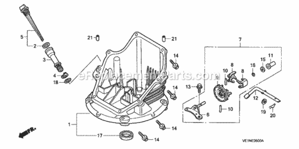 Oil Pan Diagram and Parts List for HRB217 Type TDAVIN# MAEA-1000001 Honda Lawn Mower