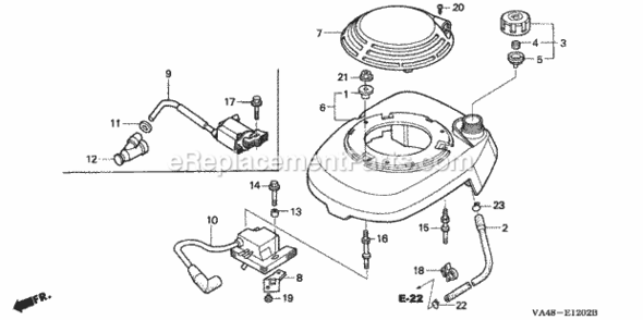 Fan Cover Diagram and Parts List for HRC215K1 Type SDAVIN# MZAU-6100001 to MZAU-9999999 Honda Lawn Mower