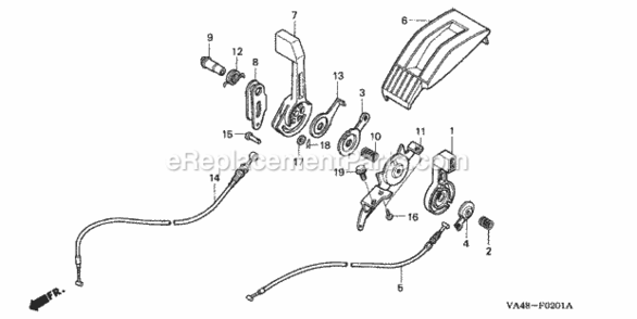 Throttle Lever 2 Diagram and Parts List for HRC216K1 Type HXAAVIN# MZAN-6100001 to MZAN-7999999 Honda Lawn Mower