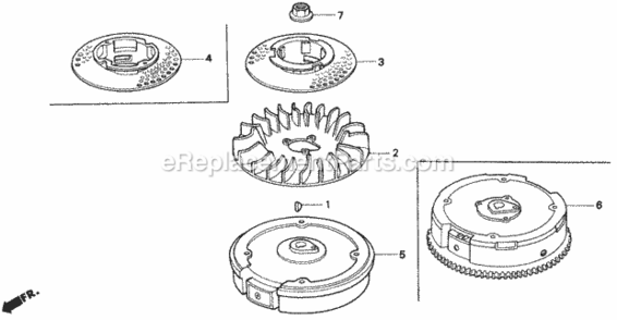 Flywheel 1 Diagram and Parts List for HRC216K1 Type SXAAVIN# MZAN-6100001 to MZAN-7999999 Honda Lawn Mower