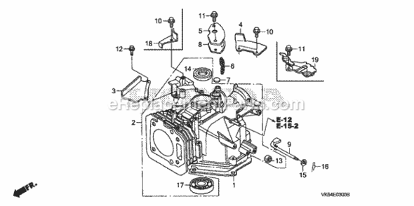 Cylinder Diagram and Parts List for HRC216K2 Type HXAVIN# MAKA-1000001 to MAKA-1049999 Honda Lawn Mower