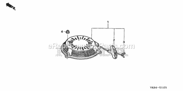 Recoil Starter Diagram and Parts List for HRC216K2 Type PDAVIN# MAJA-1000001 to MAJA-1099999 Honda Lawn Mower