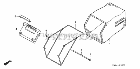 Grass Bag Diagram and Parts List for HRC216K3 Type HXAVIN# MAKA-1050001 Honda Lawn Mower
