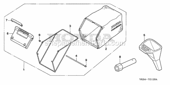 Grass Bag Kit + Tool Diagram and Parts List for HRC216K3 Type HXAVIN# MAKA-1050001 Honda Lawn Mower