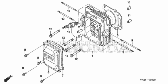 Cylinder Head Diagram and Parts List for HRC216K3 Type HXAVIN# MAKA-1050001 Honda Lawn Mower