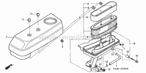 Air Cleaner Diagram and Parts List for HRC216 Type SXAVIN# MZAN-6000001 to MZAN-6099999 Honda Lawn Mower