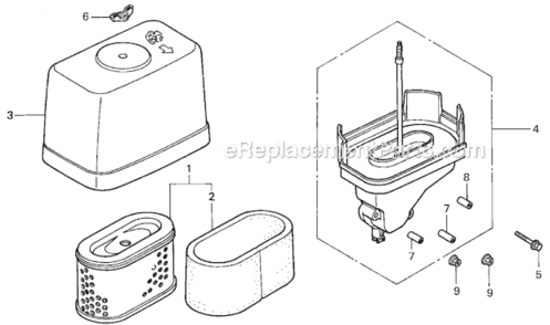 Air Cleaner Diagram and Parts List for HRC7113 Type TXAVIN# MZCK-3000001 Honda Lawn Mower