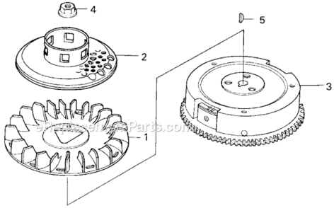 Flywheel Diagram and Parts List for HRC7113 Type TXAVIN# MZCK-3000001 Honda Lawn Mower
