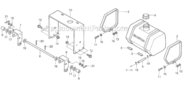 Fuel Tank Diagram and Parts List for HRC7113 Type TXAVIN# MZCK-3000001 Honda Lawn Mower