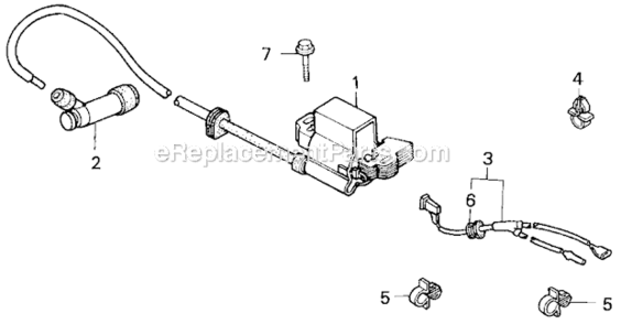 Ignition Coil Diagram and Parts List for HRC7113 Type TXAVIN# MZCK-3000001 Honda Lawn Mower