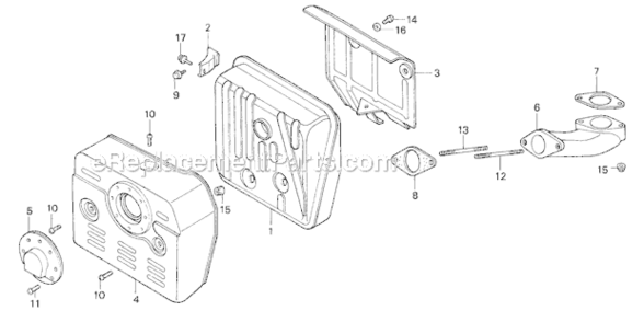 Muffler Diagram and Parts List for HRC7113 Type TXAVIN# MZCK-3000001 Honda Lawn Mower