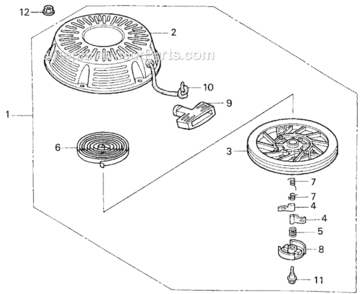 Recoil Starter Diagram and Parts List for HRC7113 Type TXAVIN# MZCK-3000001 Honda Lawn Mower